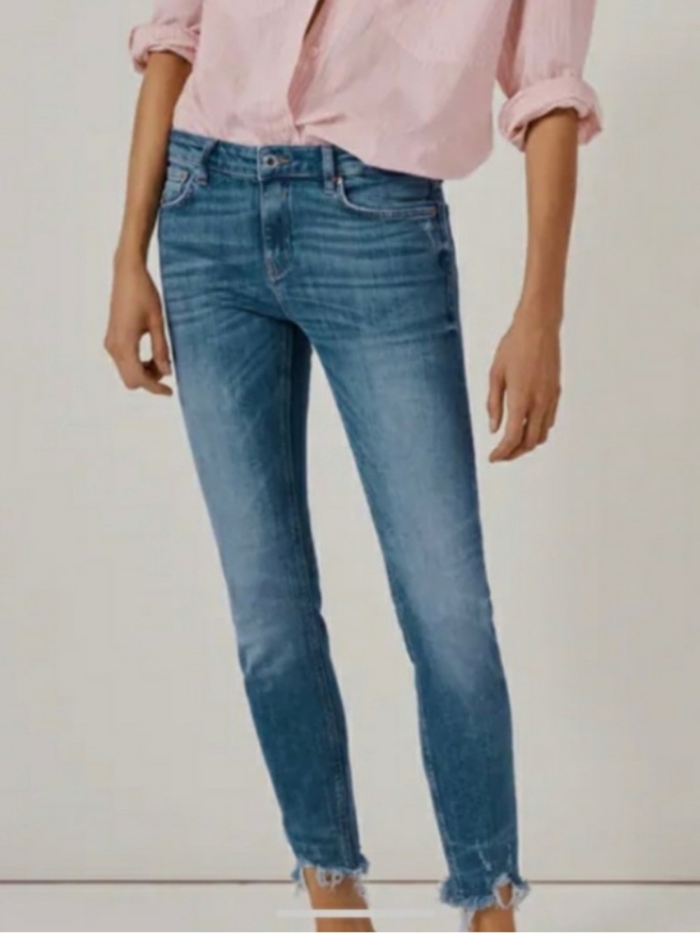 NWT ZARA Mid Rise Skinny Light Blue Cropped Ankle Jeans 8